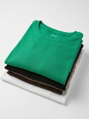 Lot of 4 GAP Modern Rib T-Shirt Green Black Beige Size l Tall like new